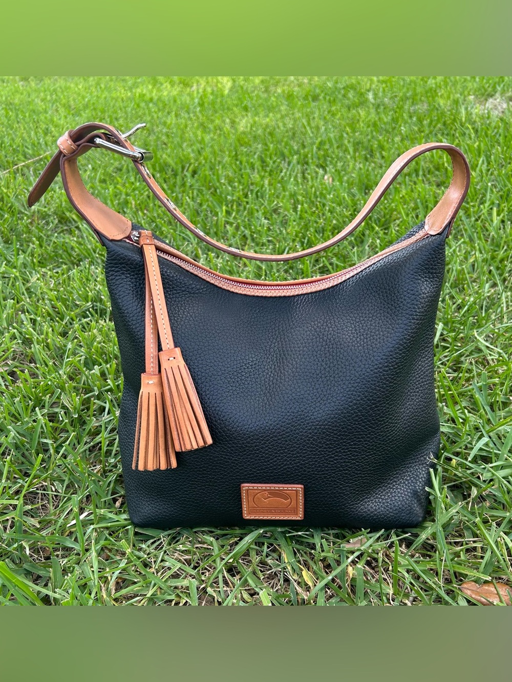 Dooney & Bourke Paige Tassel Hobo Satchel Shoulder Bag
Black Pebbled Leather